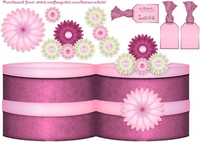 Satin Hatbox Shaped Card in Pink with Step by Step