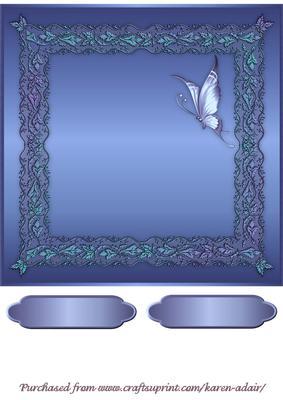 Butterflies and Lace Square Card Front in Blue