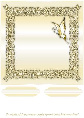 Butterflies and Lace Square Card Front in Buttermilk