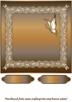 Butterflies and Lace Square Card Front in Chocolate