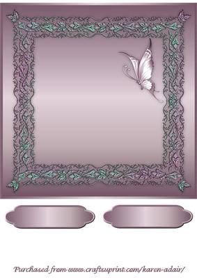 Butterflies and Lace Square Card Front in Dusky Pink