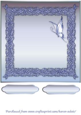 Butterflies and Lace Square Card Front in Light Blue
