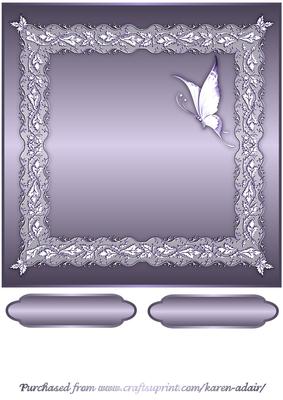Butterflies and Lace Square Card Front in Mauve