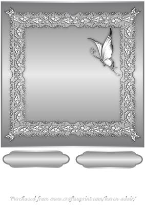 Butterflies and Lace Square Card Front in Silver Grey