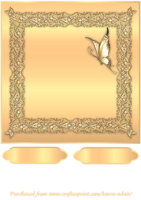 Butterflies and Lace Square Card Front in Sunrise