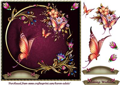 Bejewelled Butterflies 2 Square Card Front with Step by Step