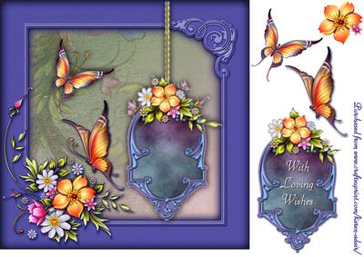 Butterfly Heaven Square Card Front with Step by Step
