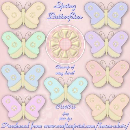 Spring Butterflies Digital Embellishments