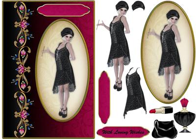 Flapper Fantasque Card Front with Step by Step