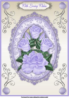 Rambling Roses in Blue A4 Card Front