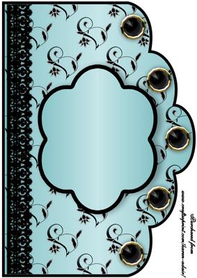 Floral A4 Scallop Edge 'n Lace Card Front - Aqua
