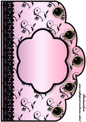 Floral A4 Scallop Edge 'n Lace Card Front - Baby Pink