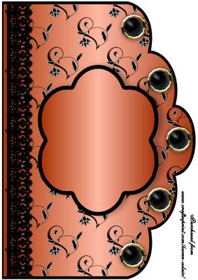 Floral A4 Scallop Edge 'n Lace Card Front - Burnt Orange