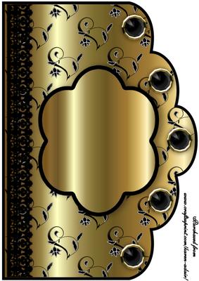 Floral A4 Scallop Edge 'n Lace Card Front - Gold