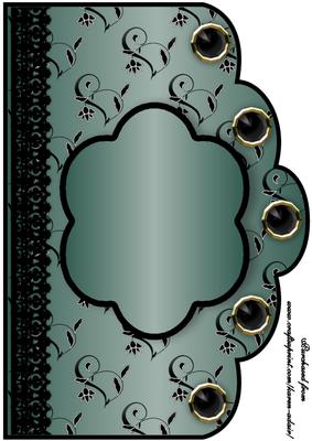 Floral A4 Scallop Edge 'n Lace Card Front - Leaf Green