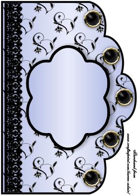 Floral A4 Scallop Edge 'n Lace Card Front - Light Blue
