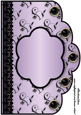 Floral A4 Scallop Edge 'n Lace Card Front - Lilac