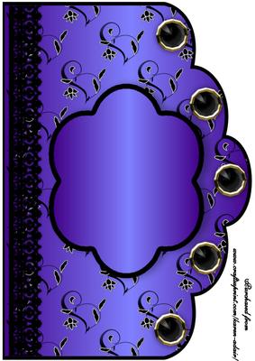 Floral A4 Scallop Edge 'n Lace Card Front - Purple
