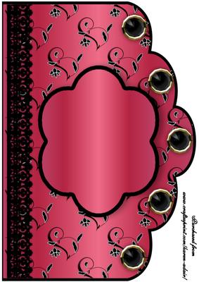 Floral A4 Scallop Edge 'n Lace Card Front - Raspberry