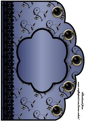 Floral A4 Scallop Edge 'n Lace Card Front - Royal Blue