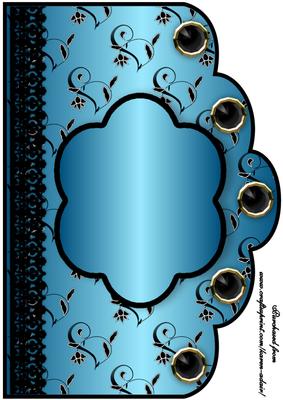 Floral A4 Scallop Edge 'n Lace Card Front - Turquoise