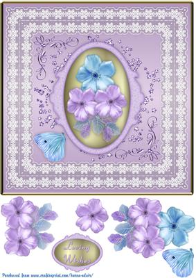 Blissful Blossoms 'n Lace Square Card Front