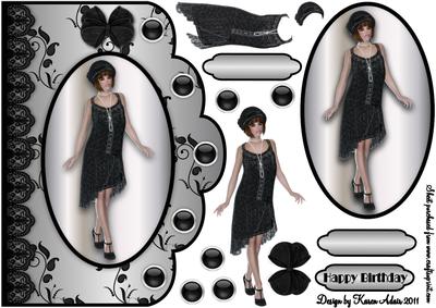 Black Velvet and Lace Scallop Card Front