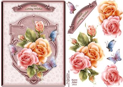 Glowing Roses Card Front with Step by Step