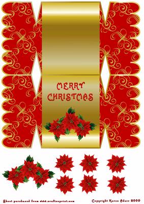 Poinsettia Christmas Cracker Card