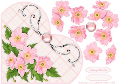 Dogwood Rose Heart Shaped Card Front with Step by Step