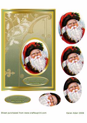Vintage Santa Pyramid Card Front