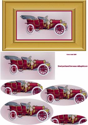 Vintage Car Pyramid Card Front