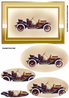 Vintage Car Pyramid Card Front 3