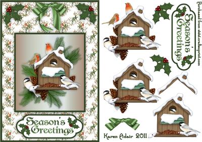 Christmas Robins and Friends Card Front with Step by Step