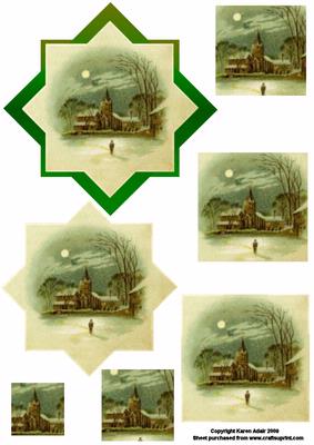 Vintage Winter Church Pyramid