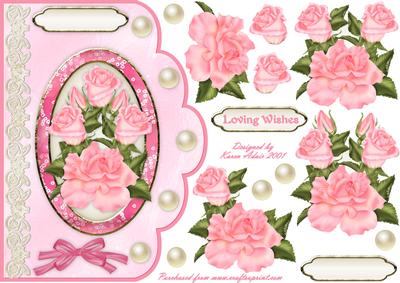 Roses, Pearls and Lace Scallop Edge Card Front