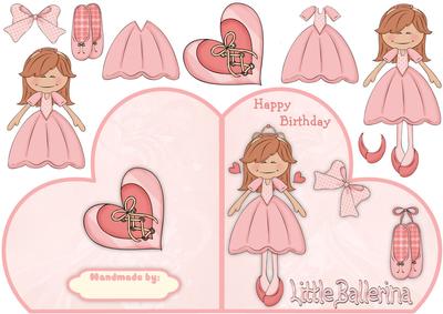 Little Ballerina Heart Shaped Cut and Fold Card