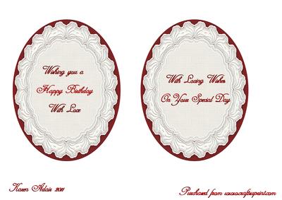 Art Deco Lady N Lace in Red Plate Card- Sentiment Panels