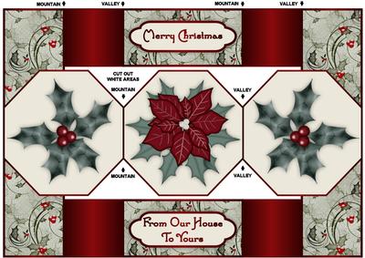 Christmas Poinsettia Octagon Tr-fold Quick Card