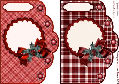 Christmas Plaids in Red - Scallop Edge Card Bases