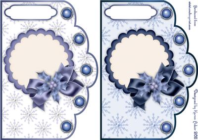Christmas Snowflakes in Blue- Scallop Edge Card Fronts