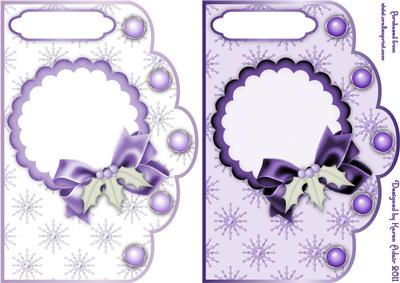 Christmas Snowflakes in Purple - Scallop Edge Card Fronts