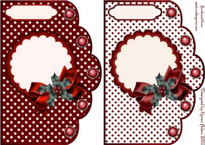 Christmas Polka Dots in Red- Scallop Edge Card Bases