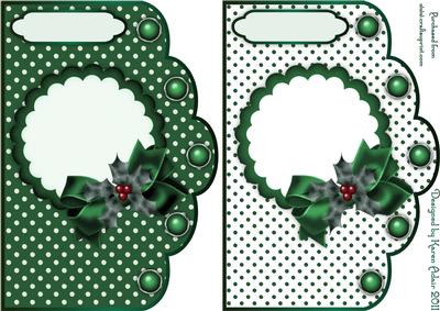 Christmas Polka Dots in Green - Scallop Edge Card Bases
