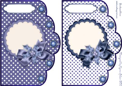 Christmas Polka Dots in Blue - Scallop Edge Card Bases