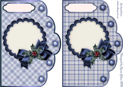 Christmas Plaids in Blue - Scallop Edge Card Bases