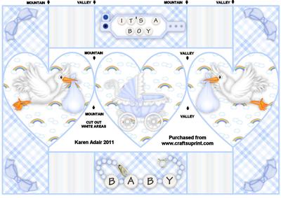 New Baby Boy - Heart Shape Tri-fold Quick Card