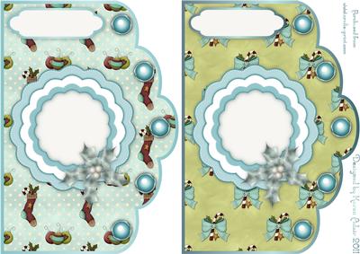 Christmas Stockings and Candycanes Scalloped Card Fronts
