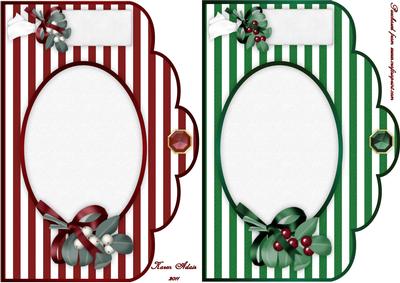 Christmas Stripes Scalloped Card Fronts