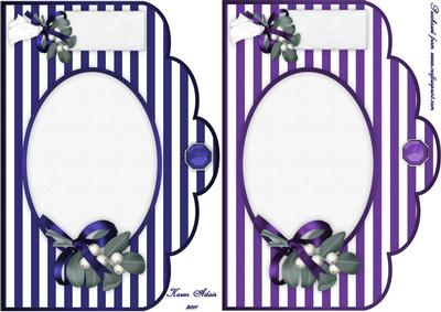 Christmas Stripes in Blue and Purple Scalloped Card Fronts